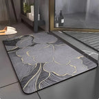 Tapis salle de bain effet marbre khaki clair 