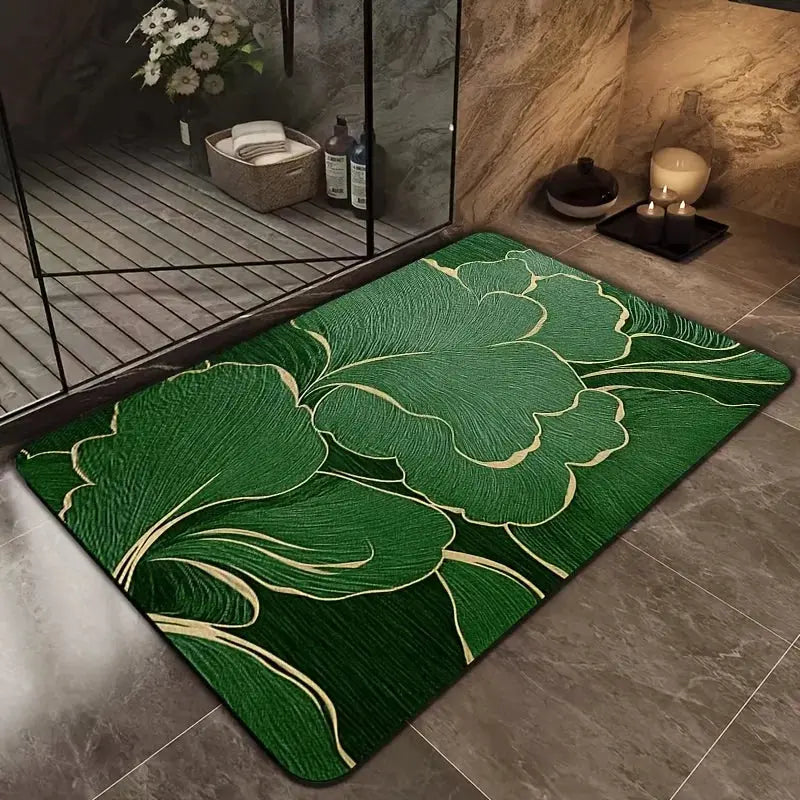Tapis salle de bain effet marbre vert