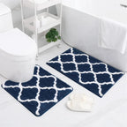Tapis salle de bain ensemble en microfibre bleu