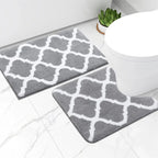 Tapis salle de bain ensemble en microfibre gris