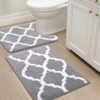 Tapis salle de bain ensemble en microfibre gris 1