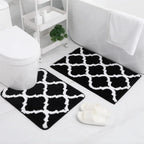 Tapis salle de bain ensemble en microfibre noir