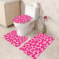 Tapis salle de bain trois pièces léopard rose