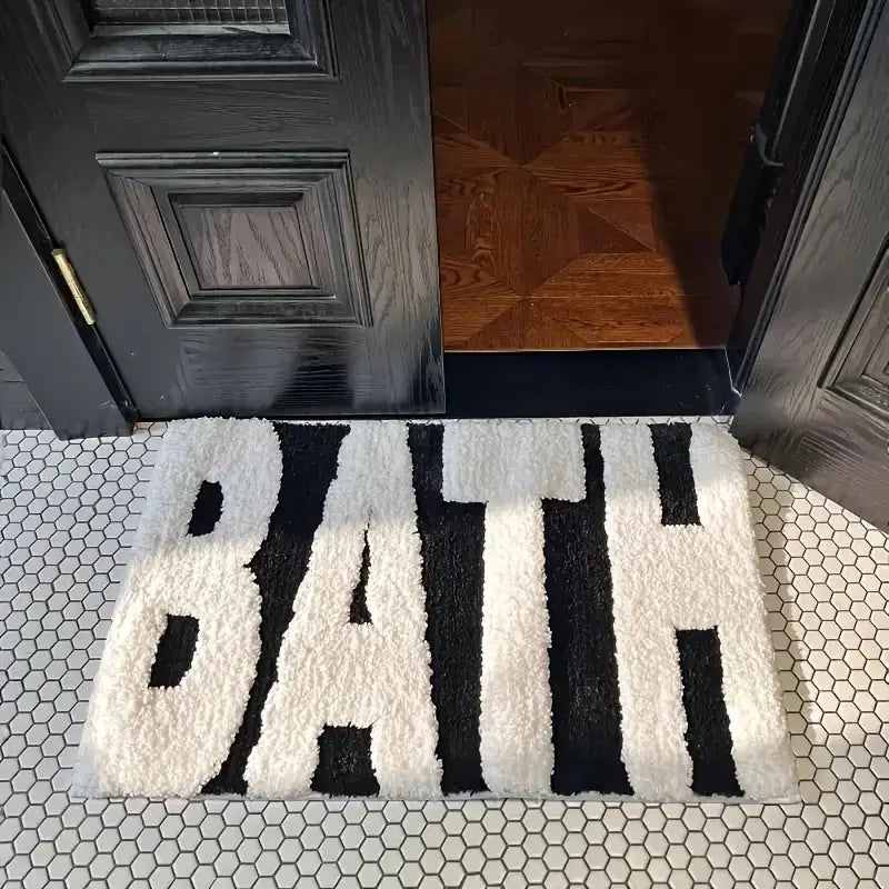 Tapis de bain ultra absorbant gris moderne pour salle de bain élégante